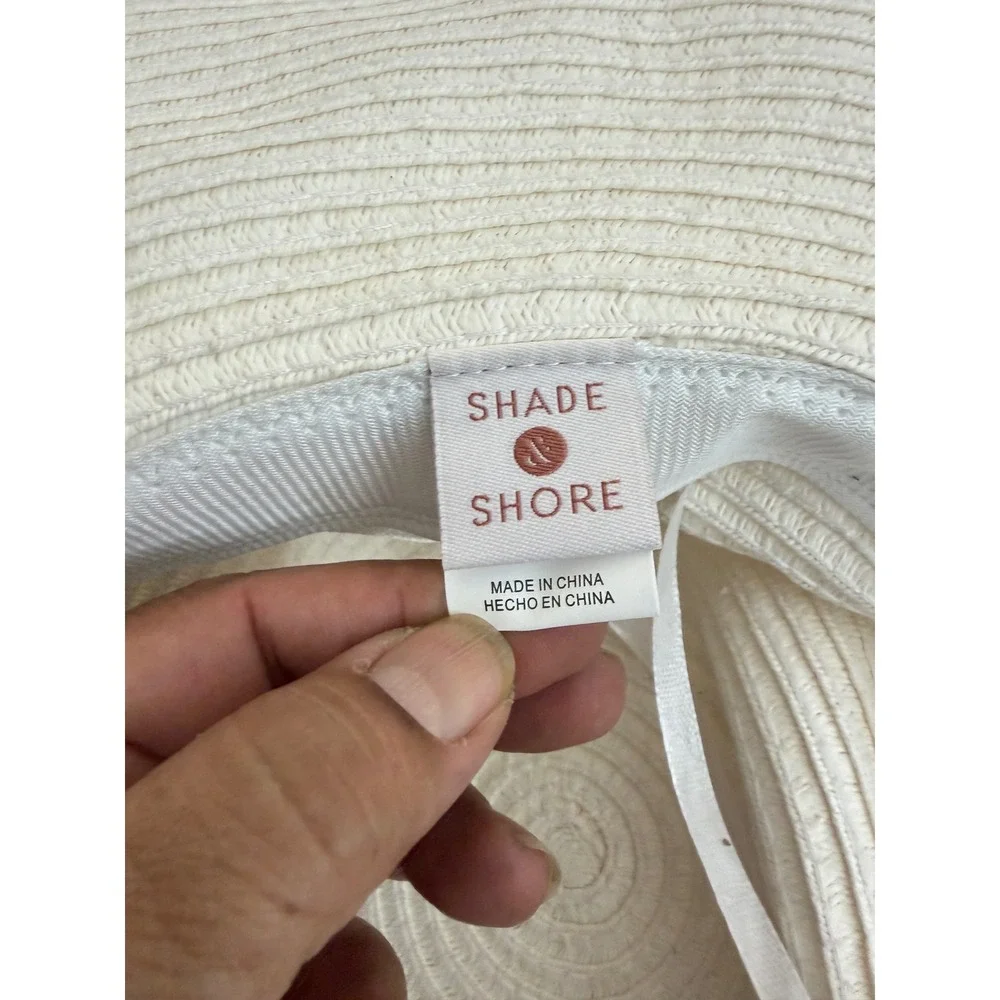 Shade & Shore Cream Off White Floppy Straw Sun Hat Wide Brim Beach Summer Hat - Picture 5 of 6